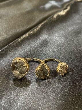 Kendra Scott Gold Triple Druzy Ring with Silver Stones